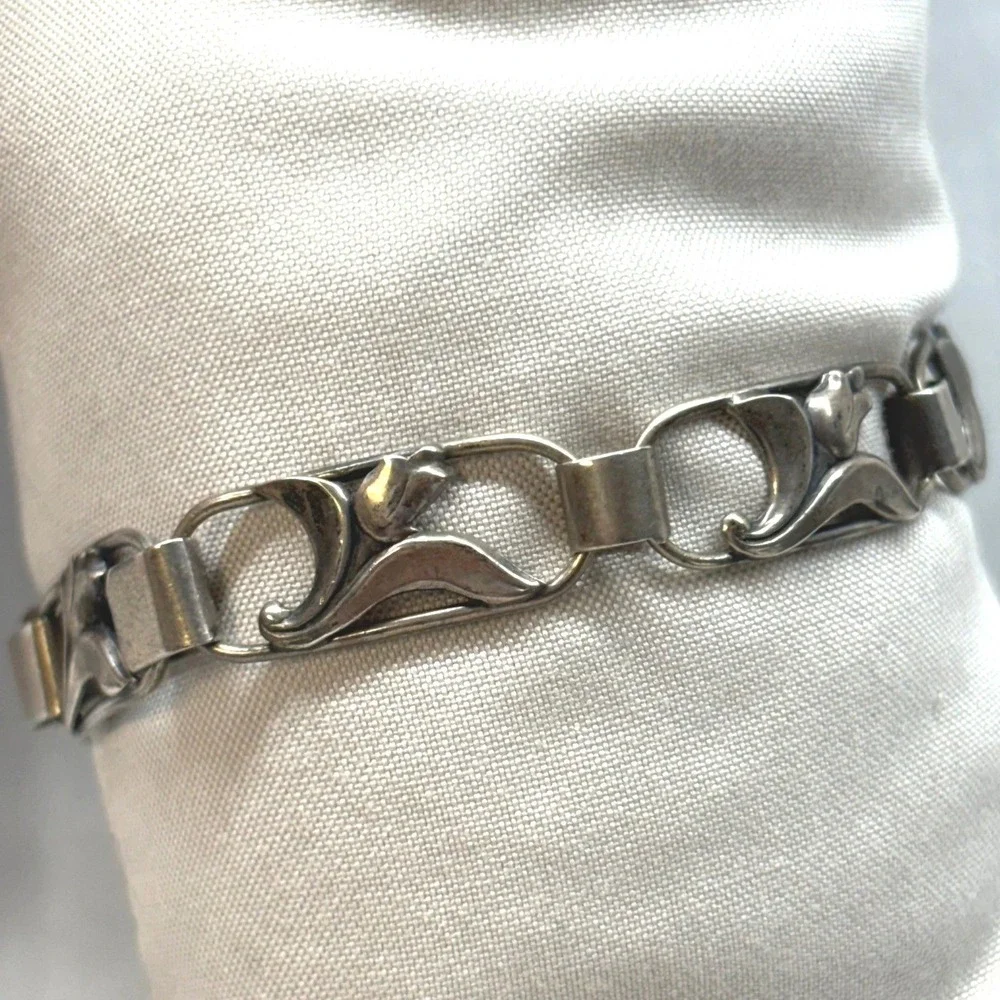 Harry Eiler Link Bracelet Unisex 7.25in Silver Good Art Nouveau Skonvirke 830S